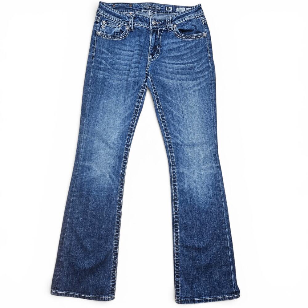 MISS ME Bootcut Jeans Women's 29 Y2K Studded Flap Pocket Western Glam Casual